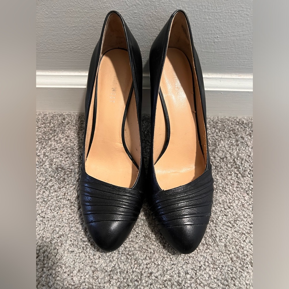 Black leather heels